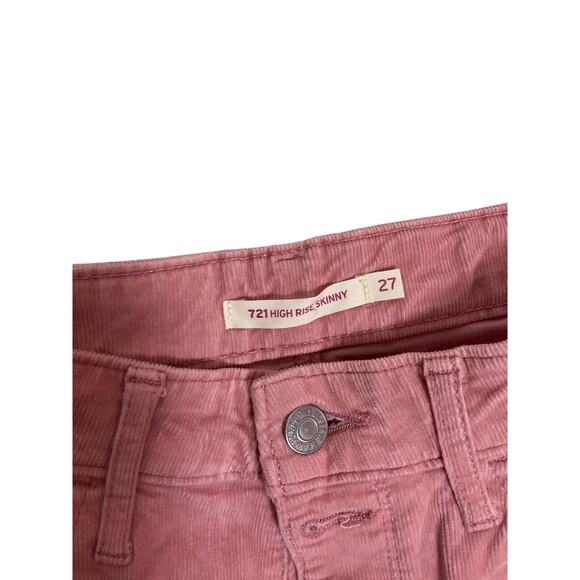 Pink Levi’s 721 High Rise Skinny Corduroy Pants Size 27 – White Tab Women’s - Picture 2 of 7